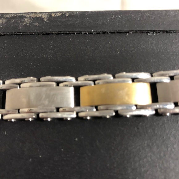 Men’s two-tone ss link bracelet - Picture 4 of 5